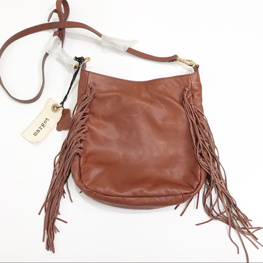Margot Brown Leather Tassel Shoulder Bag